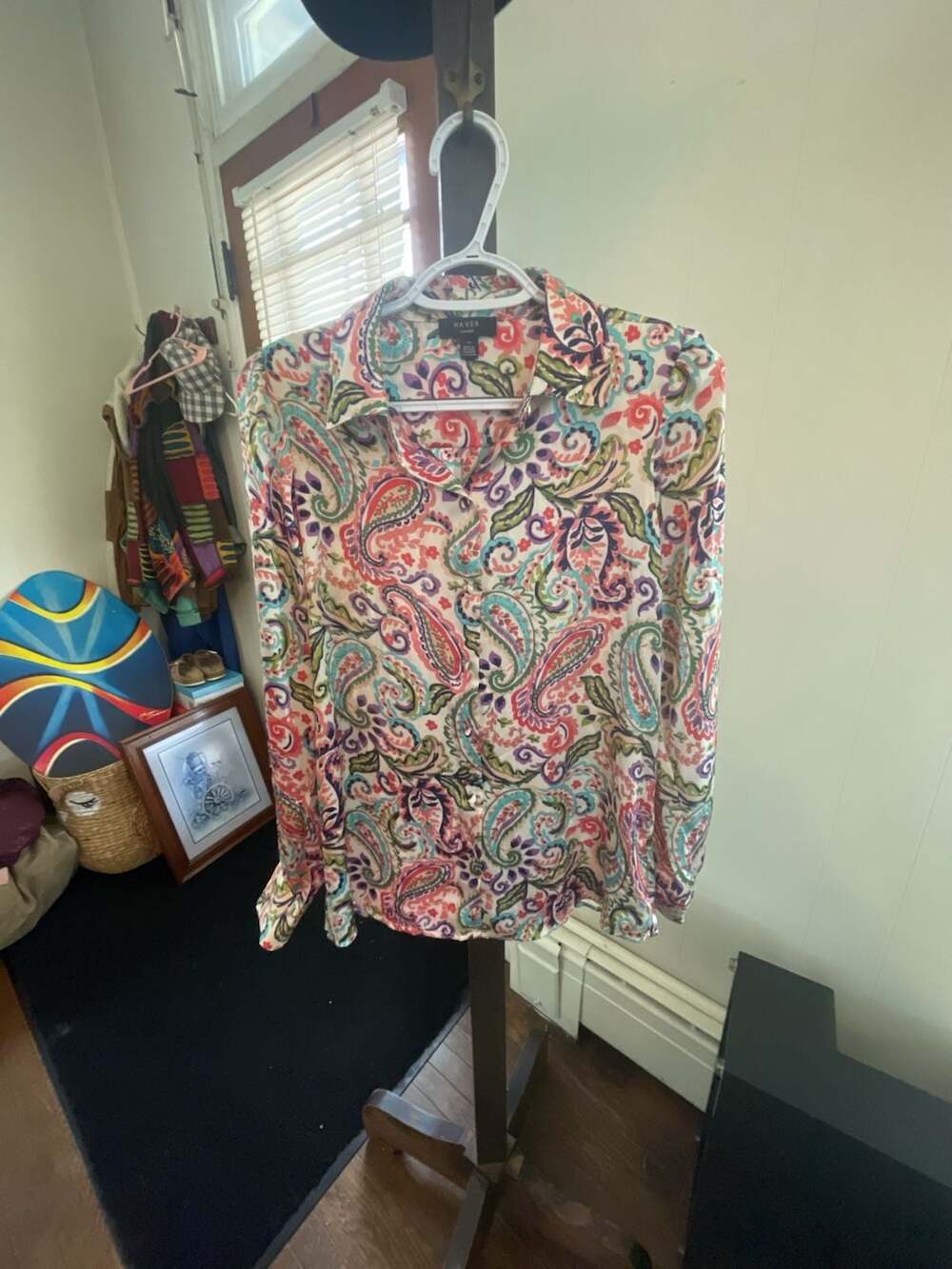 Haver London Paisley Print Long Sleeve Button-Down Blouse